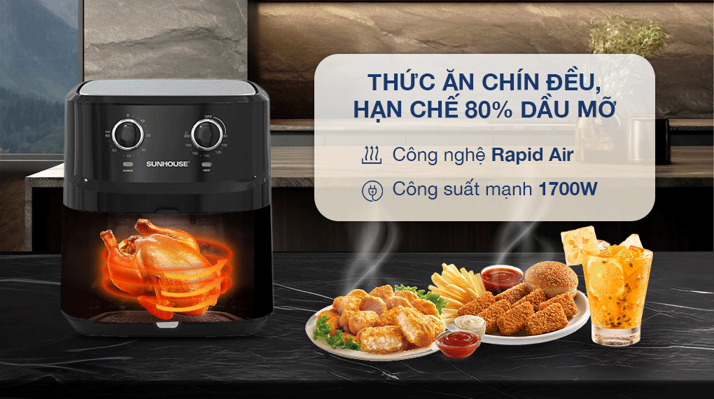 Nồi chiên không dầu Sunhouse 6.5 lít SHD4030