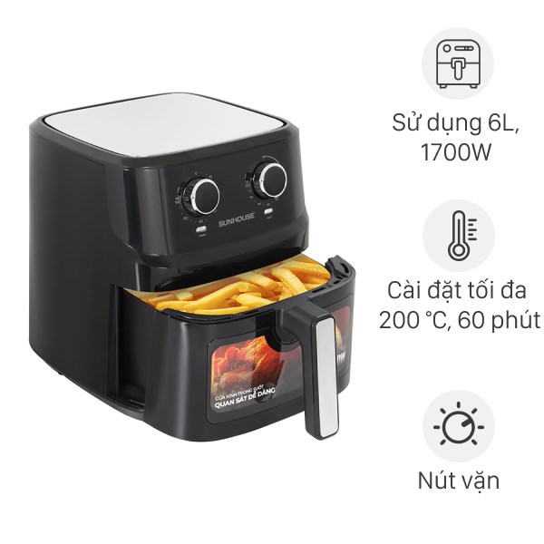 Nồi Chiên Không Dầu Sunhouse Shd4030 6.5 Lít