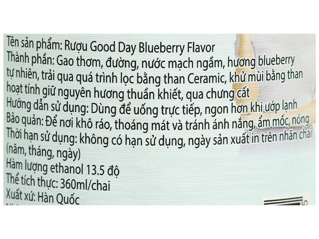 Rượu soju Good Day vị việt quất 13.5% chai 360ml 4