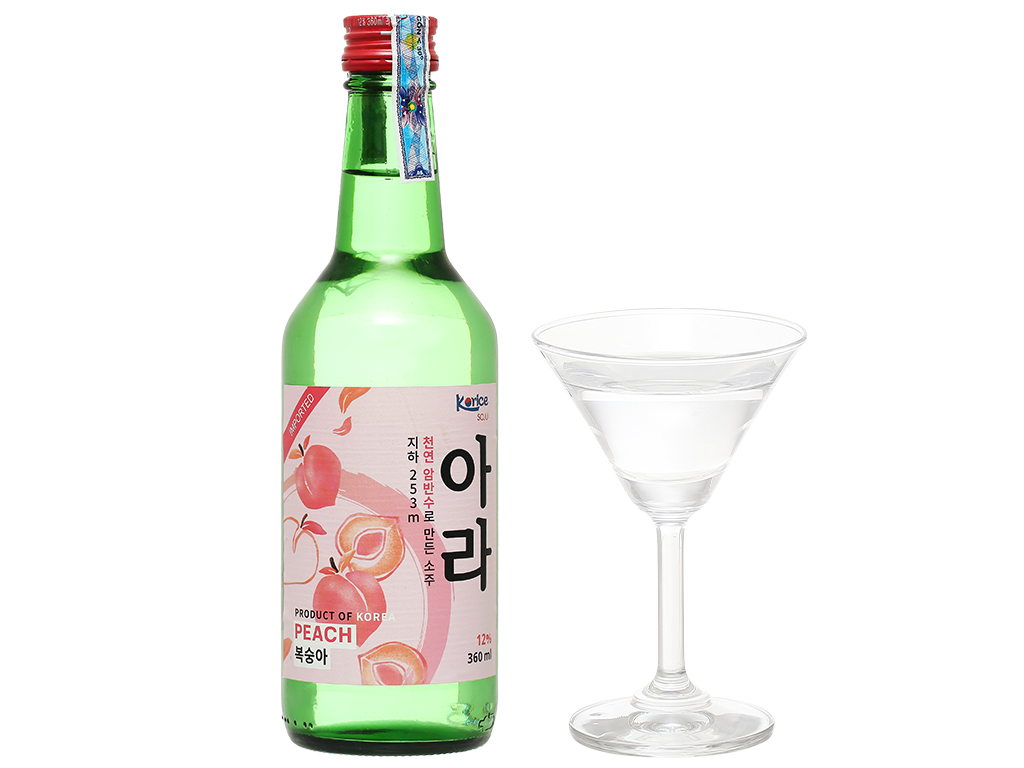 Rượu soju Korice vị đào 12% chai 360ml 6