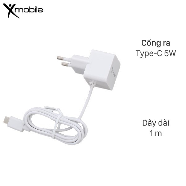 Adapter sạc dây Type-C 1 m 5W Xmobile DS199-WB Trắng