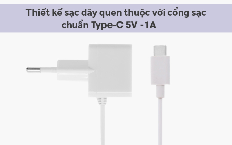 Sạc dây Type-C 1A 1 m Xmobile DS199-WB Trắng - Đầu ra Type-C cho dòng sạc 1A