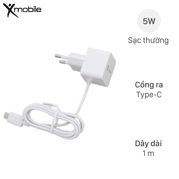 Adapter Sạc Dây Type - C 1 M 5W Xmobile Ds199 - Wb Trắng