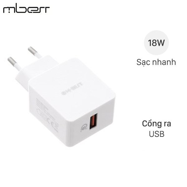 Adapter sạc 3A Qualcomm 3.0 M-Best DS136S-TB Trắng