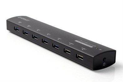 Bộ chia USB Hub 7 cổng USB 3.0 ORICO AS7C2-BK 2 cổng sạc Đen