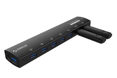 Bộ chia USB Hub 7 cổng USB 3.0 ORICO AS7C2-BK 2 cổng sạc Đen