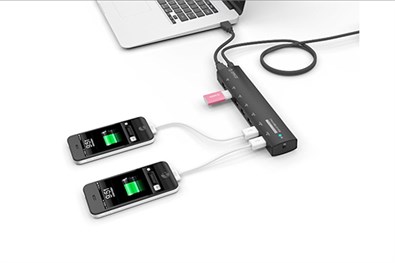 Bộ chia USB Hub 7 cổng USB 3.0 ORICO AS7C2-BK 2 cổng sạc Đen