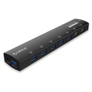 Bộ chia USB Hub 7 cổng USB 3.0 ORICO AS7C2-BK 2 cổng sạc Đen