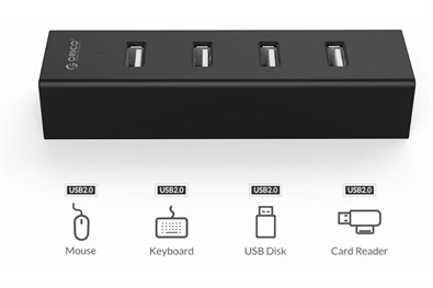 Bộ chia USB Hub 4 cổng USB 2.0 ORICO H4013-U2-03-BK Đen