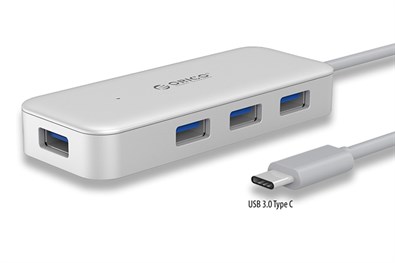 Bộ chia USB Hub 4 cổng USB 3.0 Đầu Type C ORICO-TC4U.U3.SV Đen