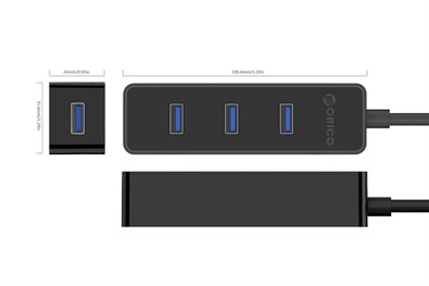 Bộ chia USB Hub 4 cổng USB 3.0 ORICO W5PH4-U3-V1-BK Đen