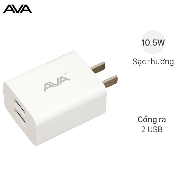 Adapter sạc USB 10.5W Dual AVA U215
