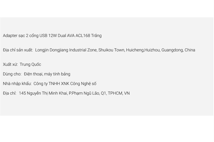 Adapter sạc 2 cổng USB 12W Dual AVA ACL168 Trắng Màu Trắng