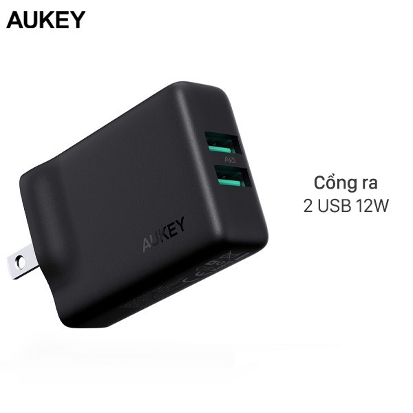 Adapter sạc USB 12W Dual AUKEY PA-U50 Đen