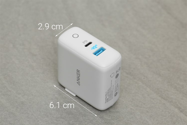 Adapter sạc 2 cổng USB Type-C PD 18W Anker PowerPort PD+2 A2626 Trắng Màu Trắng