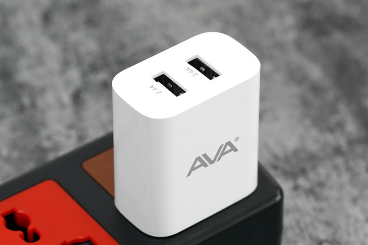 Adapter sạc 2 cổng USB 12W Dual AVA JC78 Màu Trắng