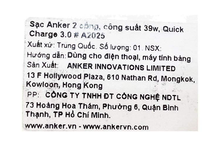 Adapter sạc 2 cổng USB 39W Anker Powerport Speed 2 - A2025 Đen Màu Đen