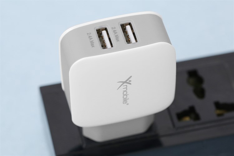 Adapter sạc 2 cổng USB 12W Dual Xmobile DS702 Màu Trắng