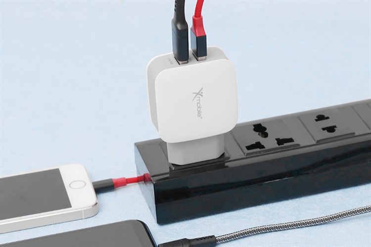 Adapter sạc 2 cổng USB 12W Dual Xmobile DS702 Màu Trắng