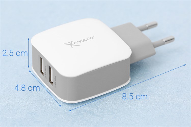 Adapter sạc 2 cổng USB 12W Dual Xmobile DS702 Màu Trắng