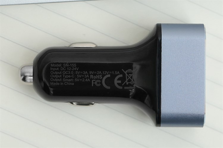 Sạc xe hơi 3 cổng Type C QC 3.0 18W Xmobile SN-155 Màu Đen - Xám