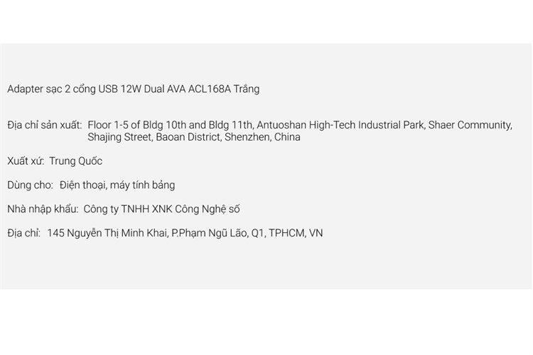 Adapter sạc 2 cổng USB 12W Dual AVA ACL168A Màu Trắng