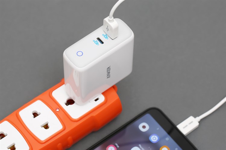 Adapter sạc 2 cổng USB Type C PD 45W Anker PowerPort Atom III A2322 Màu Trắng