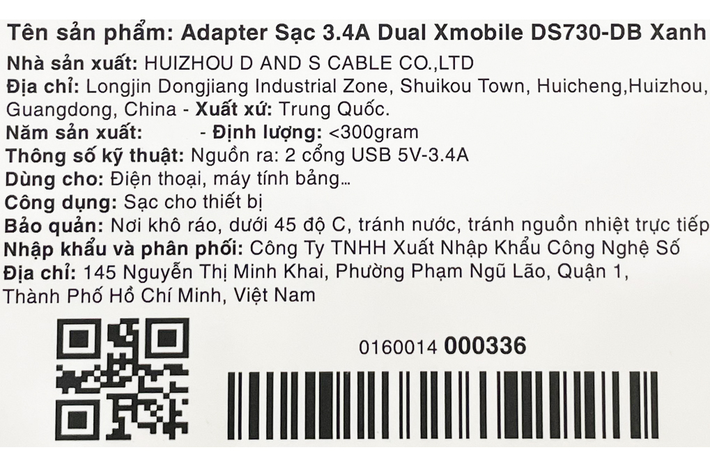 Adapter sạc 2 cổng USB 17W Dual Xmobile DS730-DB - 29