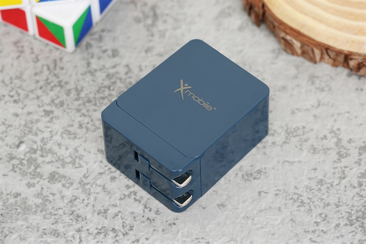 Adapter sạc 2 cổng USB Type C 15W Xmobile DS165-NB Màu Xanh Navy