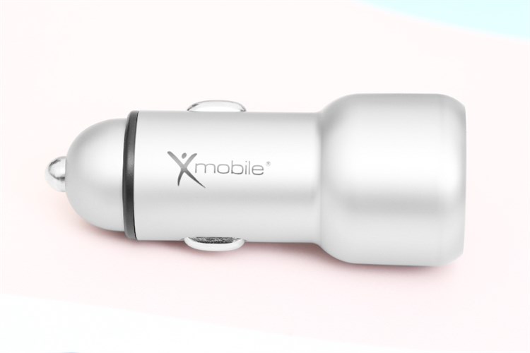 Sạc xe hơi 2 cổng Type C PD QC 3.0 18W Xmobile SN-454 Bạc Màu Bạc