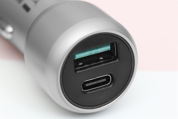 Sạc xe hơi 2 cổng Type C PD QC 3.0 18W Xmobile SN-454 Bạc Màu Bạc
