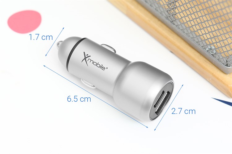 Sạc xe hơi 2 cổng Type C PD QC 3.0 18W Xmobile SN-454 Bạc Màu Bạc