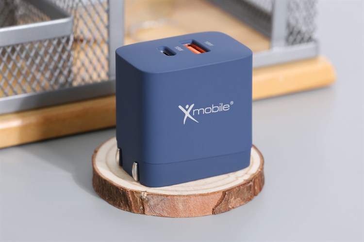 Adapter sạc 2 cổng Type C PD QC 3.0 18W Xmobile DS714 Màu Xanh Navy