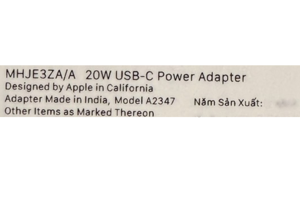 Sạc nhanh Type-C PD 20W Apple Màu Trắng
