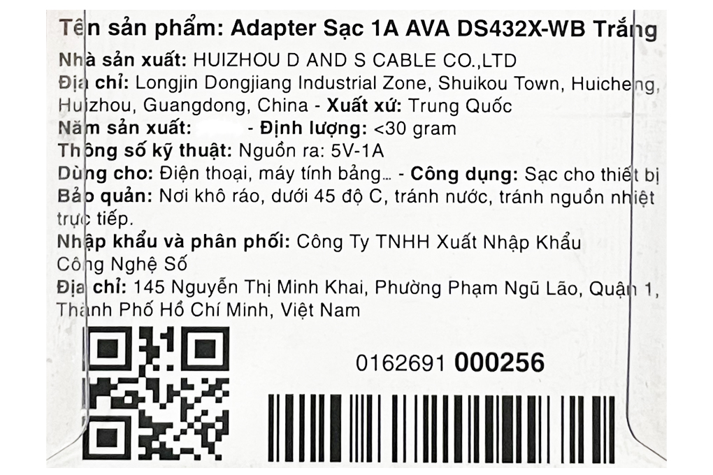 Adapter Sạc 1A AVA DS432X - 7