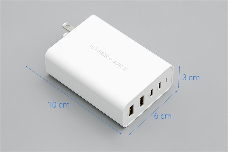 Adapter sạc 4 cổng USB Type C PD 100W HyperJuice HJ-GAN100 Màu Trắng