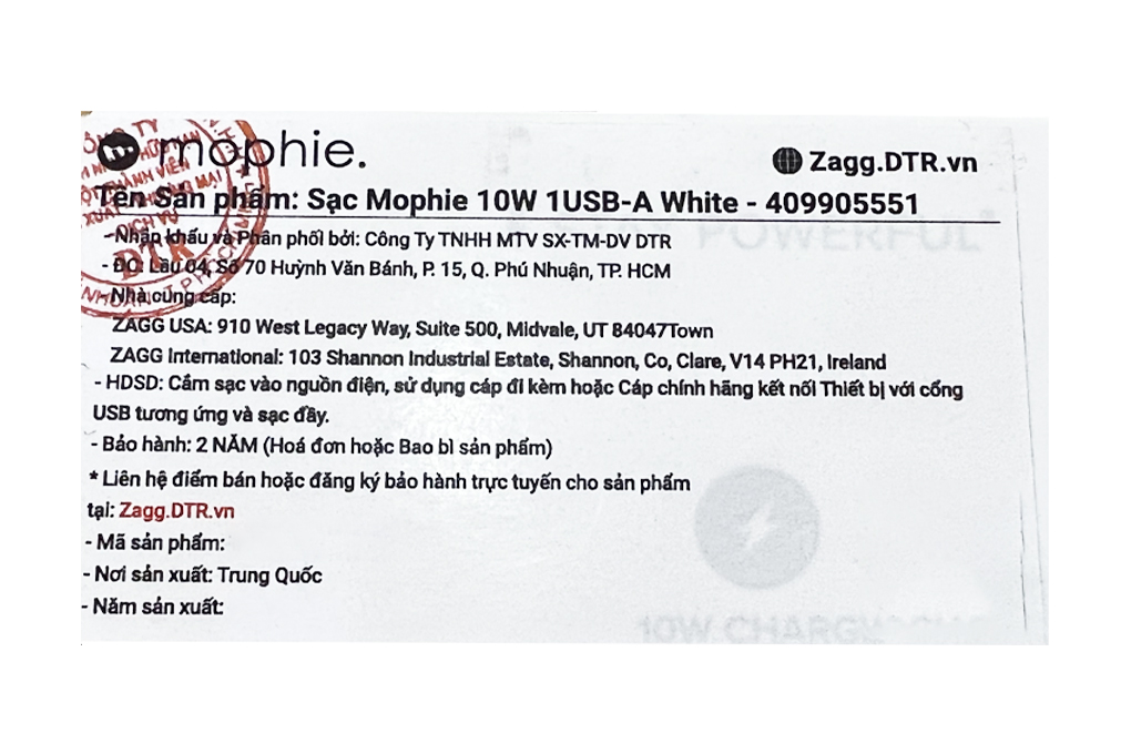 Adapter sạc USB 10W Mophie - 14