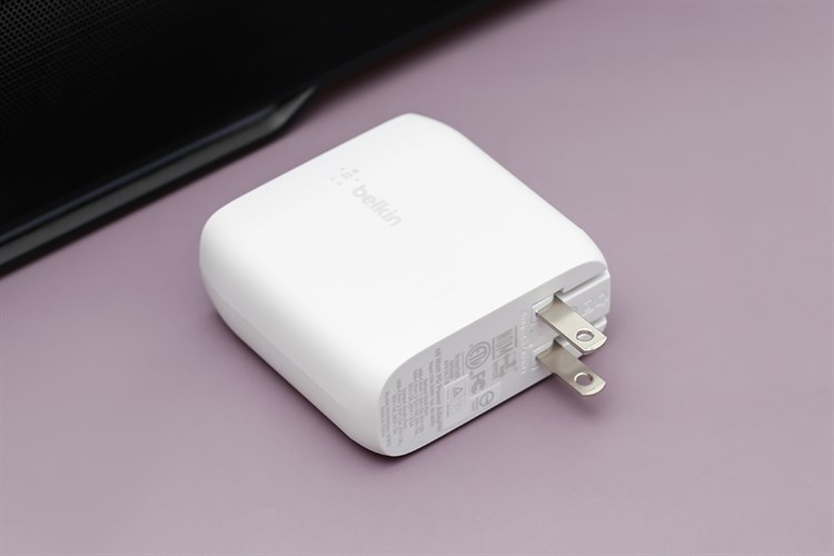 Adapter sạc 2 cổng Type C PD 68W GaN Belkin WCH003 Màu Trắng