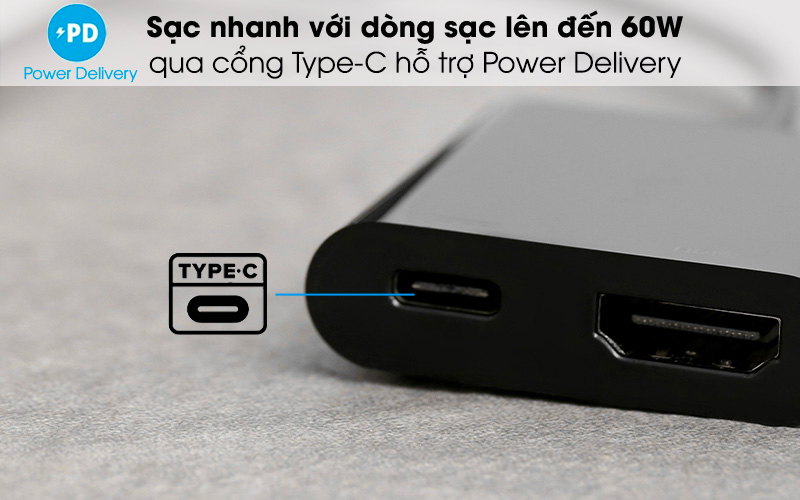 Cổng Type-C Power Delivery - Adapter chuyển đổi Type C - HDMI Belkin AVC002 Đen Cổng Type-C Power Delivery - Adapter chuyển đổi Type C - HDMI Belkin AVC002 Đen
