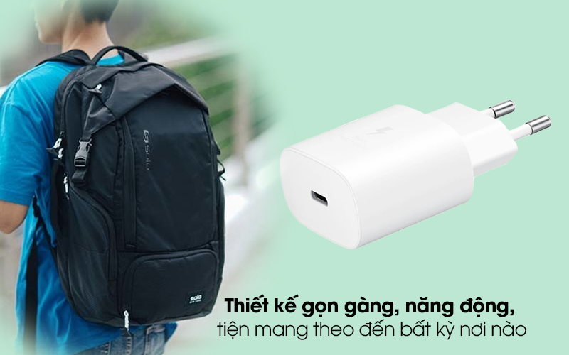 Adapter Sạc Type C PD 25W Samsung EP-TA800NW Trắng - Nhỏ gọn, tiện mang theo đến bất kỳ nơi nào 