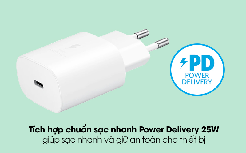 Adapter Sạc Type C PD 25W Samsung EP-TA800NW - Tích hợp chuẩn sạc nhanh Power Delivery 25W