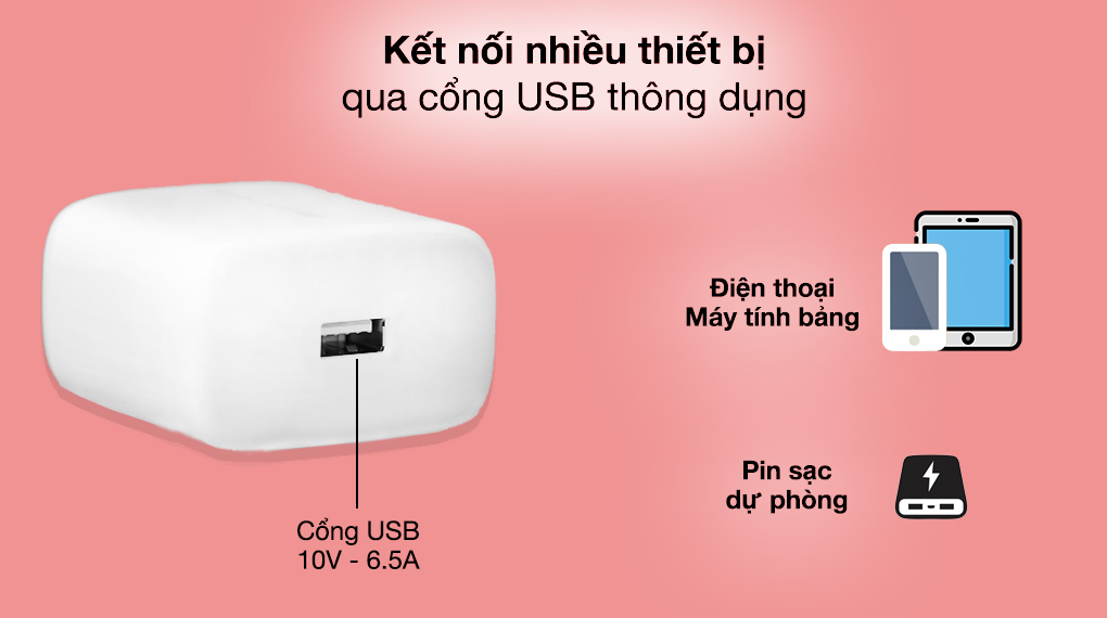 Adapter Sạc SuperVOOC 65W OPPO VCA7JAUH Trắng - Cổng USB phù hợp cho nhiều thiết bị