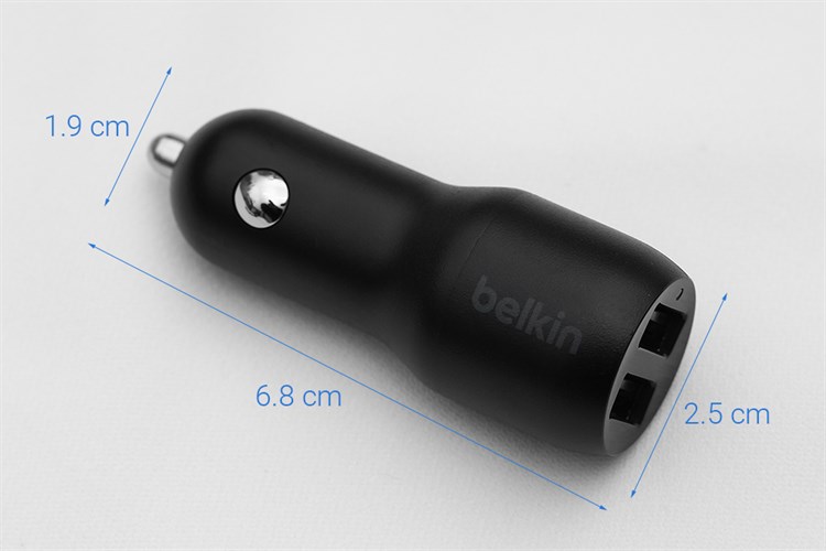 Sạc xe hơi 2 cổng USB 12W Belkin CCB001 Màu Đen