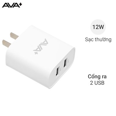 Adapter Sạc USB 12W AVA+ JC20