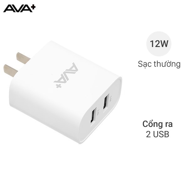 Adapter Sạc USB 12W AVA+ JC20