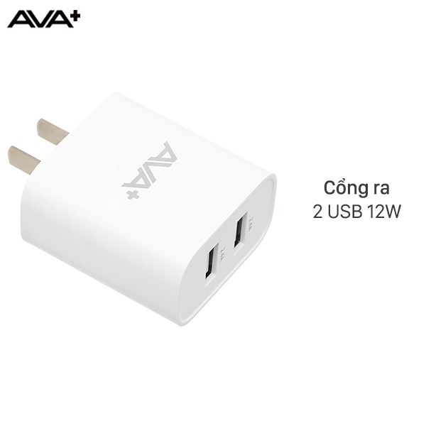 Adapter Sạc USB 12W AVA+ JC20 Trắng