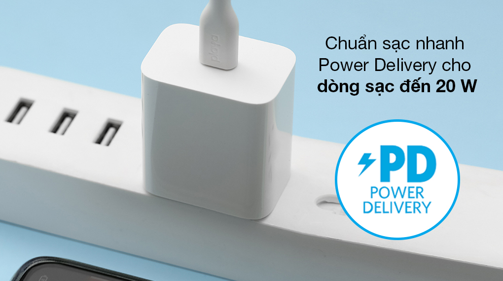 Adapter Sạc Type C PD 20W Mophie Trắng - Sạc nhanh với tốc độ 20 W nhờ công nghệ Power Delivery