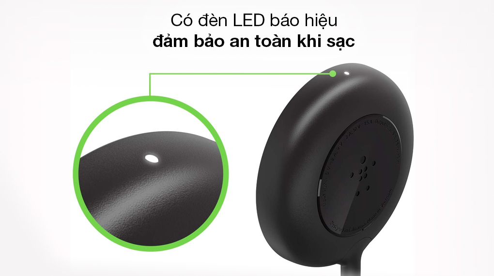 Sạc không dây Magnetic 10W Belkin (Kèm củ sạc 20W) - Có đèn LED báo hiệu tiện theo dõi và đảm bảo an toàn khi dùng