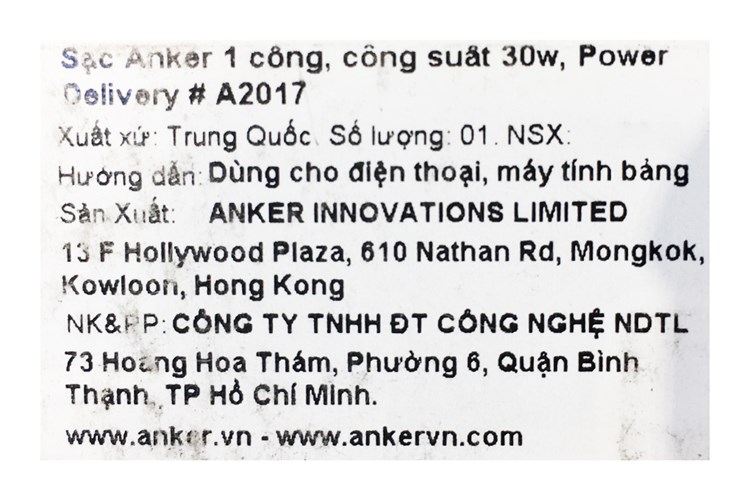 Adapter Sạc Type C PD GaN 30W Anker PowerPort Atom A2017 Màu Trắng