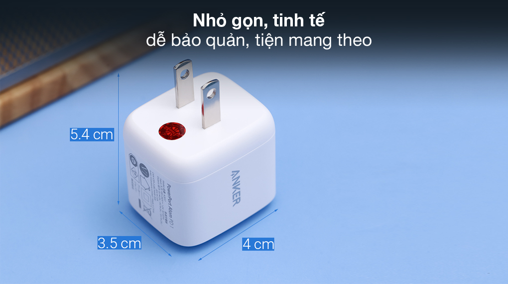 Nhỏ gọn, tiện mang theo - Adapter Sạc Type C PD 30W Anker PowerPort Atom A2017 Trắng